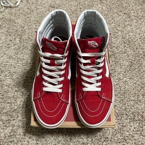 red sk8 high skateboarding high top vans ❤️